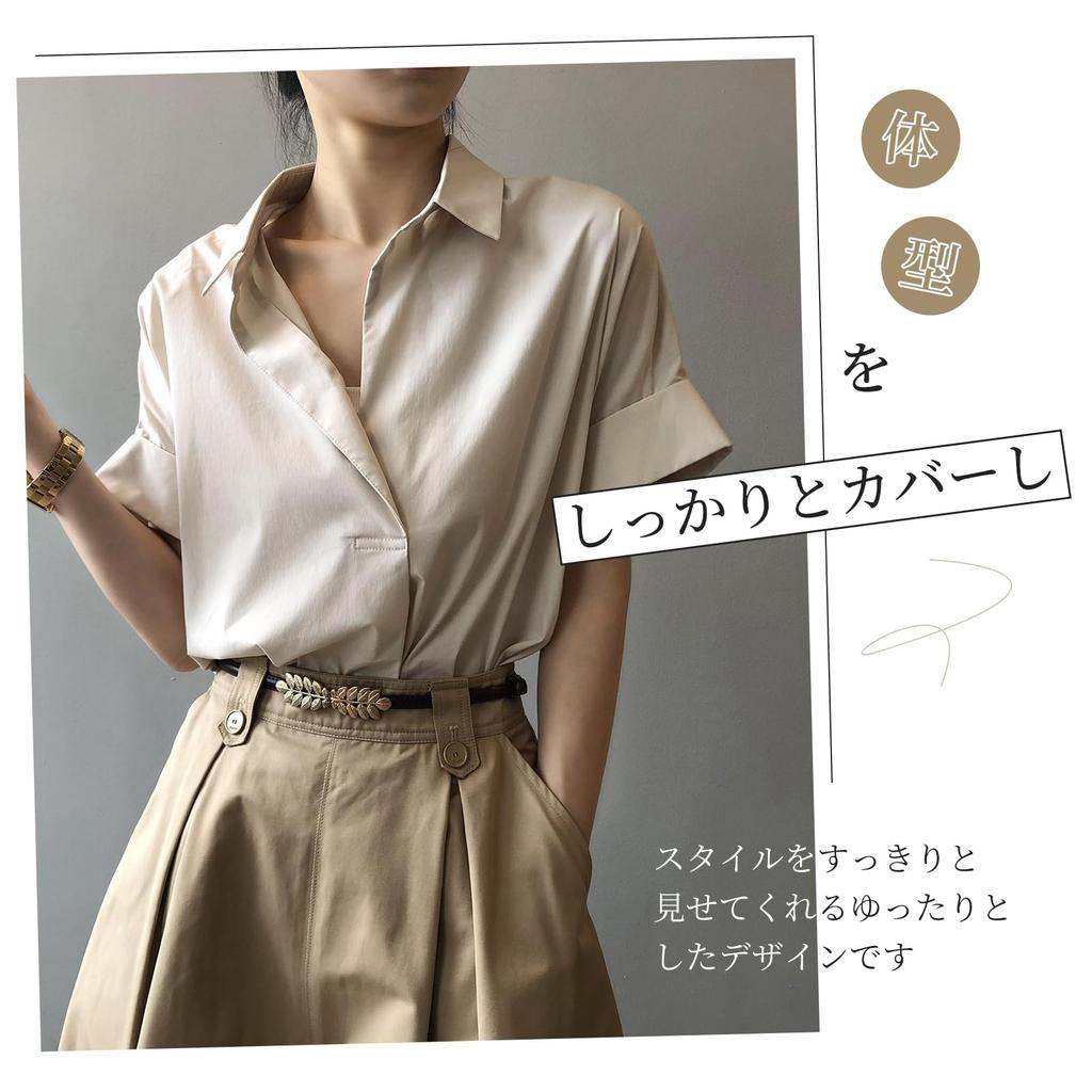 short short sleeve figure cut and for summer [LrisIuza Echo] Shirts, blouses, women's tops, sleeves, plain, wrap, everyday, casual, thin, slimming,