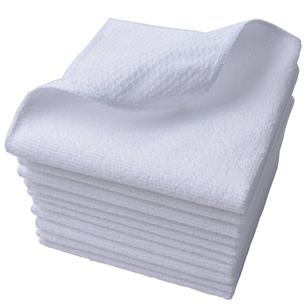 Sinland Super Absorbent Microfiber Wash Dish Cloth Best Kitchen Rags Cleaning Cloths With Poly Scour Side 12Inchx12Inch 5 Pack