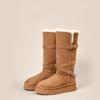 New Women's Long Snow Boots with Added Fleece and Thickened High-top Cotton Shoes