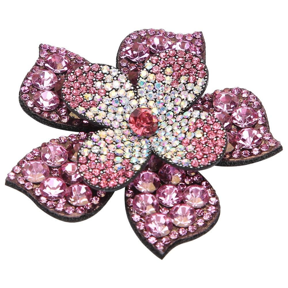 2PCS Created Crystal Crystal Flower Brooch Pink Camellia Lapel Pin  Clothing Decoration