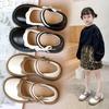 Fashion Girl School Shoes Patchwork Kid Princess Shoes Children Shallow Toddler Ruffled Edge Leather Shoes Causal Mary Janes