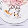 Self Healing Warm Series Japanese Cat Keyring Round Rolling Simple Cat Handmade Mountaineering Ring Keychain