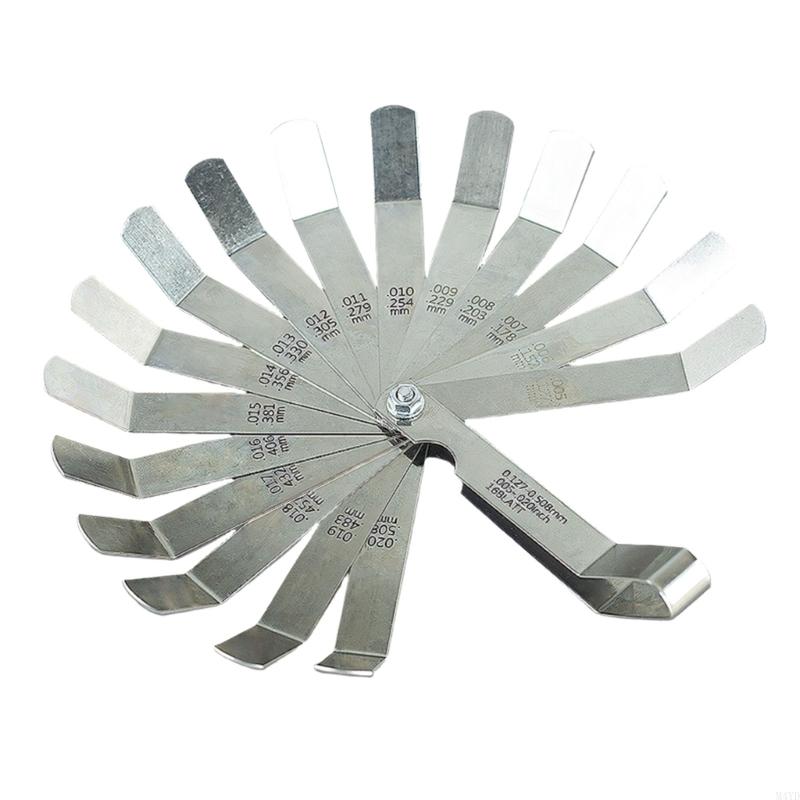 16 Blade Steel Feeler Gauges with Angled Head Angled Feeler Gauges for Precise Space Measurement From 0.127mm To 0.508mm M4YD