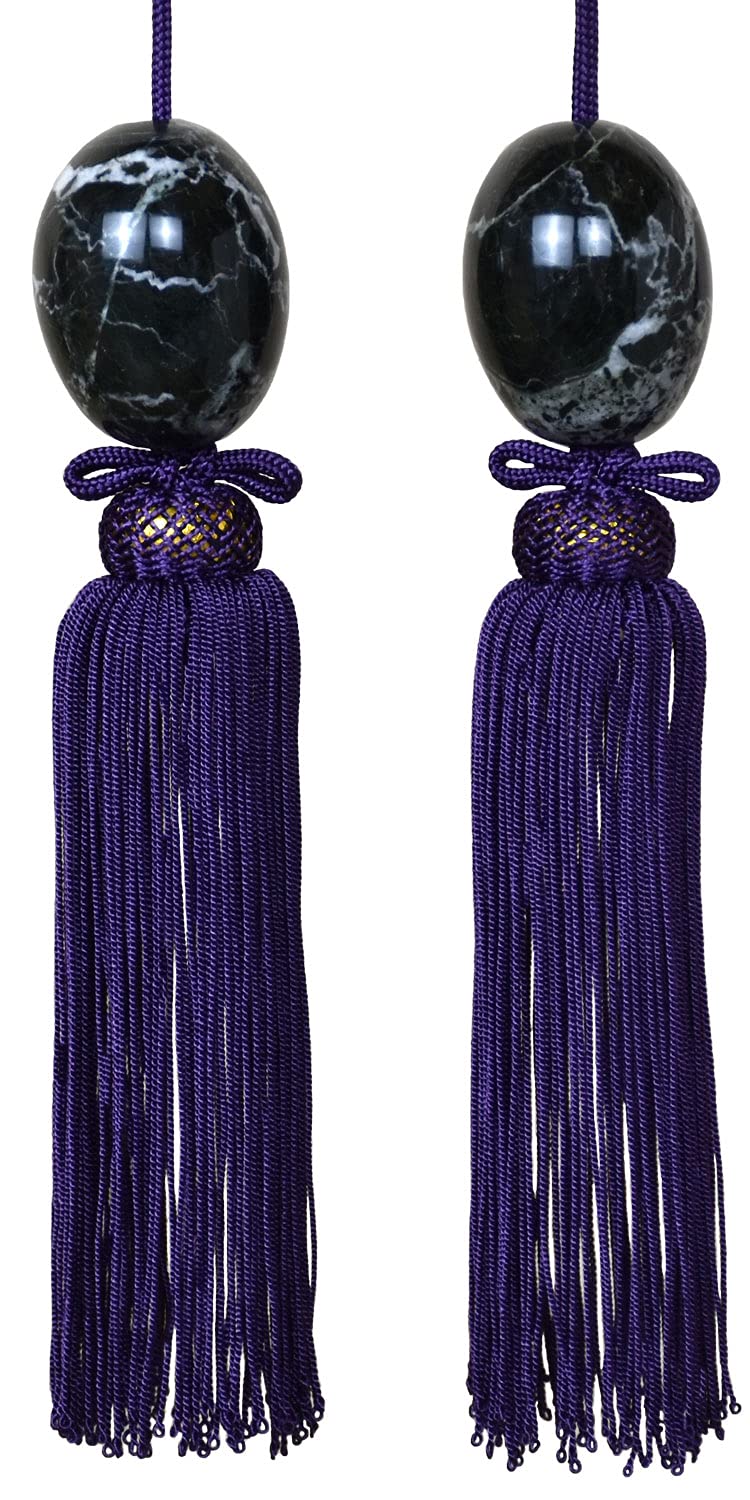 Egg-shaped marble wind chime, natural stone hanging scroll ornament (purple tassel), selectable tassel color