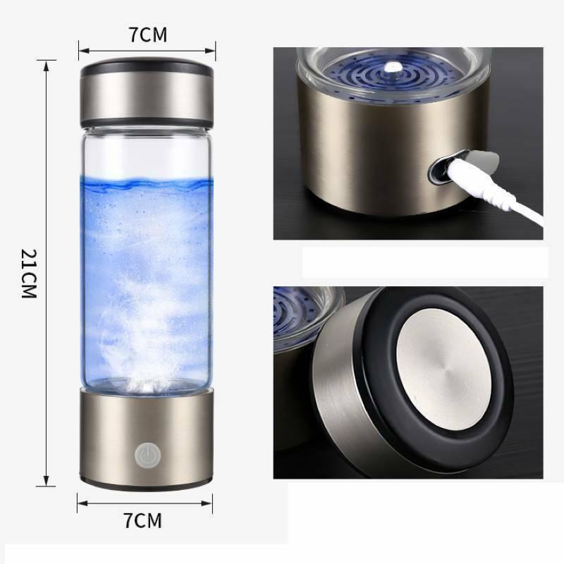 420ML Bottle Rechargeable Negative Ion Water Cup Hydrogens-rich Water Cup Water Generator Portable Water Ionizer 21.3cm x 6.7cm