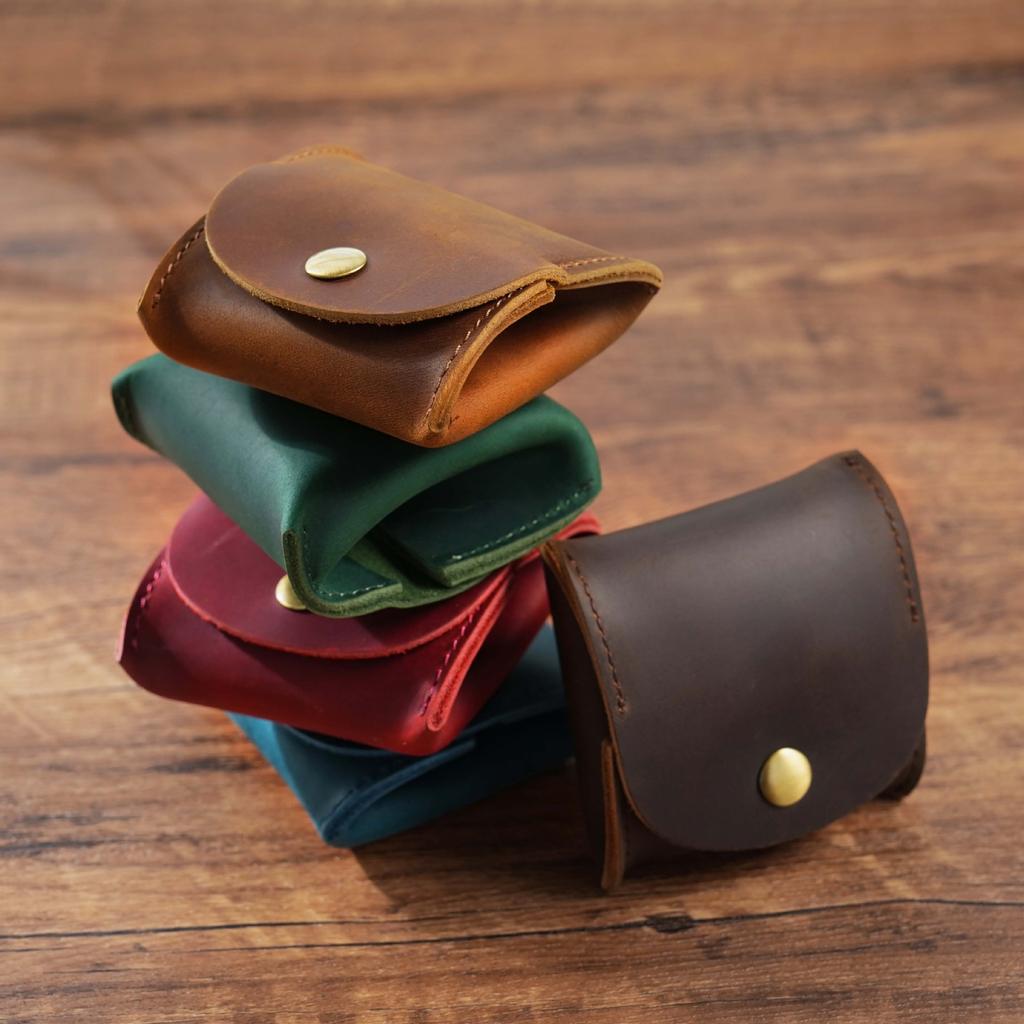 Vintage Echte Leder Mini Münzbörse Kreativ Quadratisch Retro Münzhalter Kleine Geldbörse Geldbörse