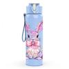 1PC Soft Pink Floral Bunny Rabbit Print 750ml Color Plastic Sports Water Bottle Leakproof Flip Straw Lid Suitable for Sports Office Home Use