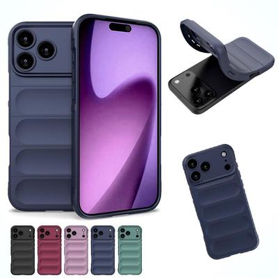 Luxuriöse Stoßfeste Bumper Handyhülle aus Echtem Silikon für iPhone 17 16 Pro Max Samsung S25 Xiaomi Oppo Honor Google Anti-Sturz Stoß Feste Farbe Rückseite