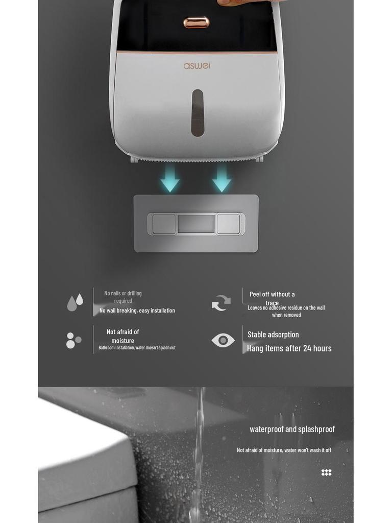 Support Mural Étanche pour Papier Toilette de Salle de Bain Sans Perçage