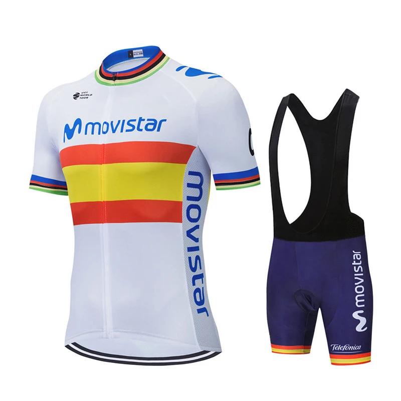 2025 Movistar Pattern Men Summer Cycling Clothing Breathable Clothes Kit Short Sleeve Bib Shorts MTB Ropa Ciclismo Maillot Wear