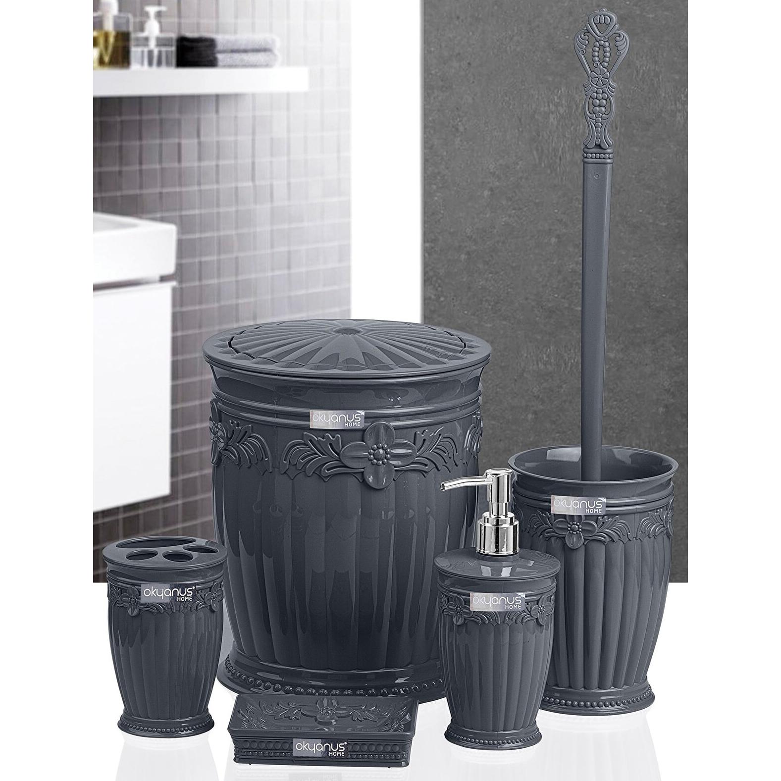 Set Accessori Bagno 5 Pezzi – Moderno Con Dispenser Sapone, Bicchiere, Portaspazzolino E Dentifricio – Organizer Da Bagno Essenziale