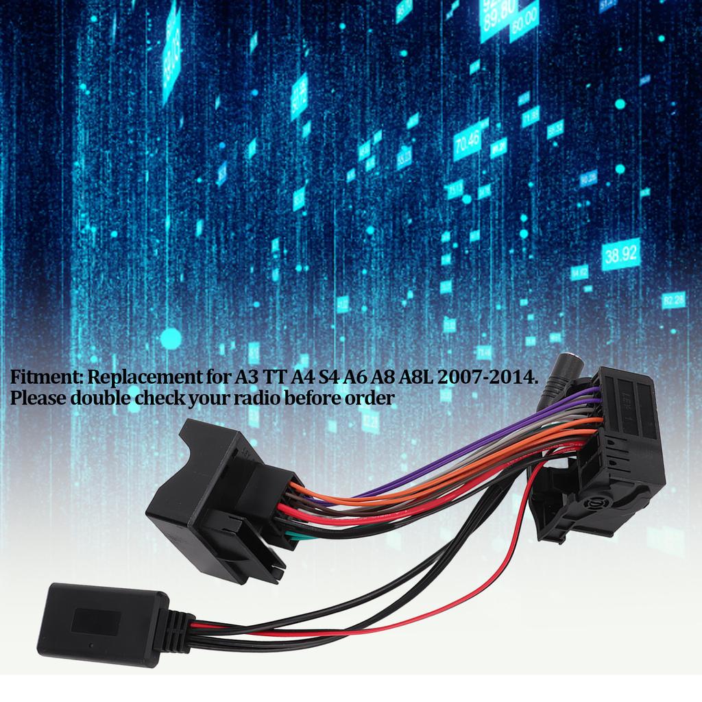 Car AUX Audio Input Cable Bluetooth 5.0 with Microphone Hands Free Adapter Replacement for A3 TT A4 2007‑2014