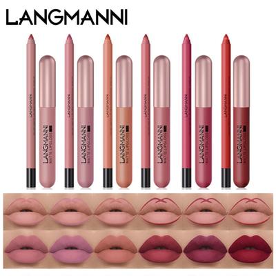 Langmanni 6 Color Lip Gloss 6 Color Lip Liner Set of 12 Mist Matte Lip Gloss Valentine's Day Gift Box