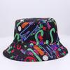 New European and American fashion retro pattern printed bucket hat women's outdoor travel sun hat double-sided can wear pot hat men