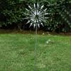 1 Stück Solar Eisen Windskulptur 3D Kinetische Windmühle Outdoor Gartenkunst Metalldesign mit Blättern
