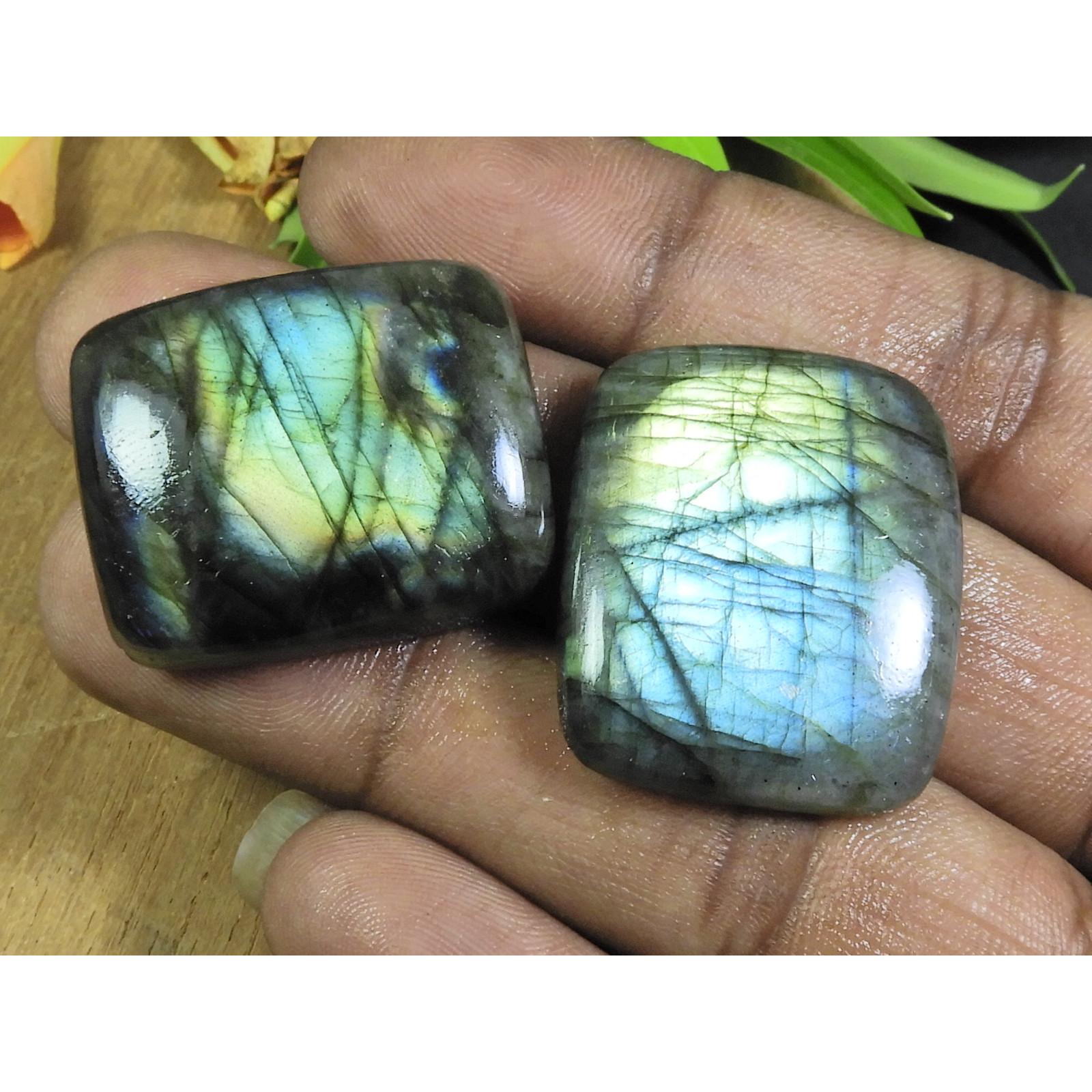 

24X29-25X30MM Natural Labradorite Octagon Cabochon Gemstone 2Pcs 120Cts. B-34