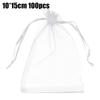 100Pcs White Organza Bags Jewelry Drawstring Pouches Wedding Party Christmas Candy Bags Jewelry Packing