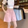 2025 Summer Women's High Waist Casual Wide-Leg Mid-Length Workwear Shorts, Petite Size.