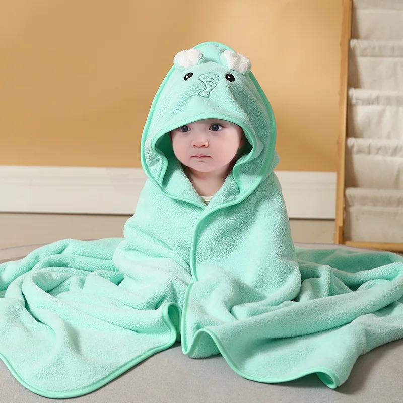 

1pcs Cartoon Animal Baby Bath Towel Towel Hat Cape Bathroom Supplies Can Be Used for Swaddling, Carts out Blanket, Napping Quilt 80x80CM зелений