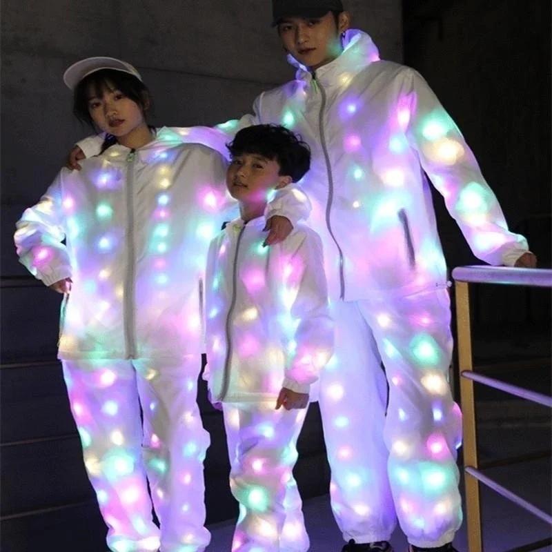 Led Lighs Waterproof Clothes Cool Night Running Props Led Light Up Rave Jacket Adult Kids Dance Performance Fancy Dress Flash