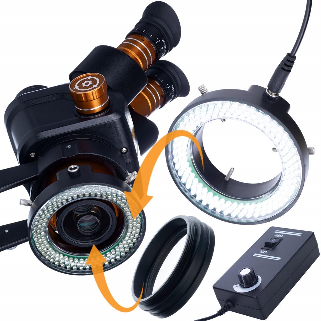 Rosfix Set Microscopio Haumea PRO Serie Nera con Fotocamera 4K – Zoom 6,5–58x | Illuminazione LED 144x | Per SMD, PCB, Educazione
