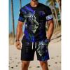 Casual Sports Suit Breathable Outdoor Leisure Men's Round Neck T-shirt Shorts Pants Suit Summer Digital Printing Printing Suit for Men and Adults