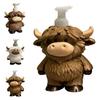 Highland Cow Liquid Soap Dispenser Shampoo Body Hand Wash Shower Gel Facial Cleanser Container Bathroom Refillable Empty Press Pump Bottle