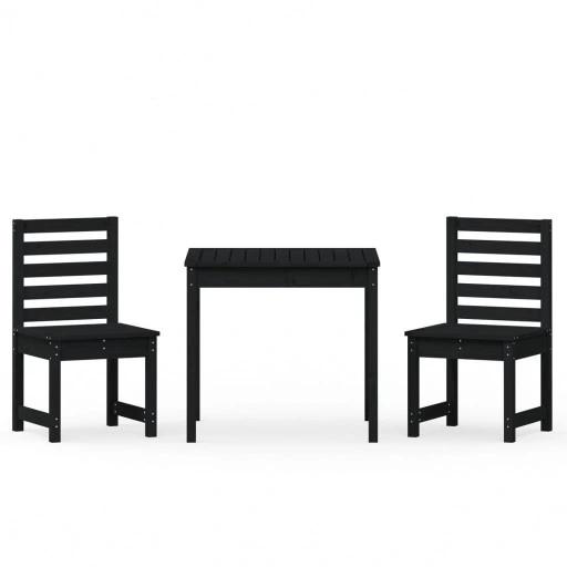 Vidaxl 3-Cz. Gartenmöbel-Set Bistro, Schwarz, Kiefernholz