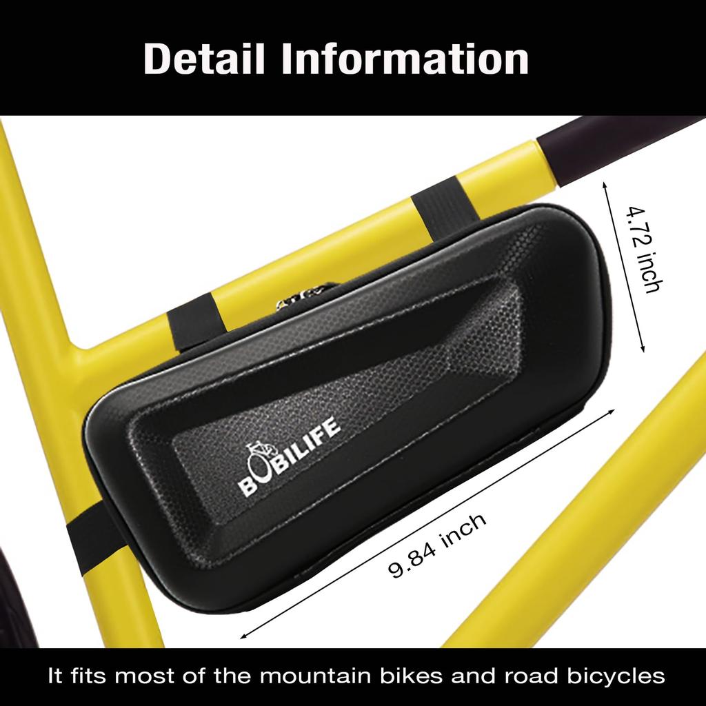 BOBILIFE Hard Shell Bike Frame Bag EVA Waterproof Bicycle Frame Bag Under Top Tube Pouch Storage Bag for Adults Cycling Road Mountain Bike Bicycle -