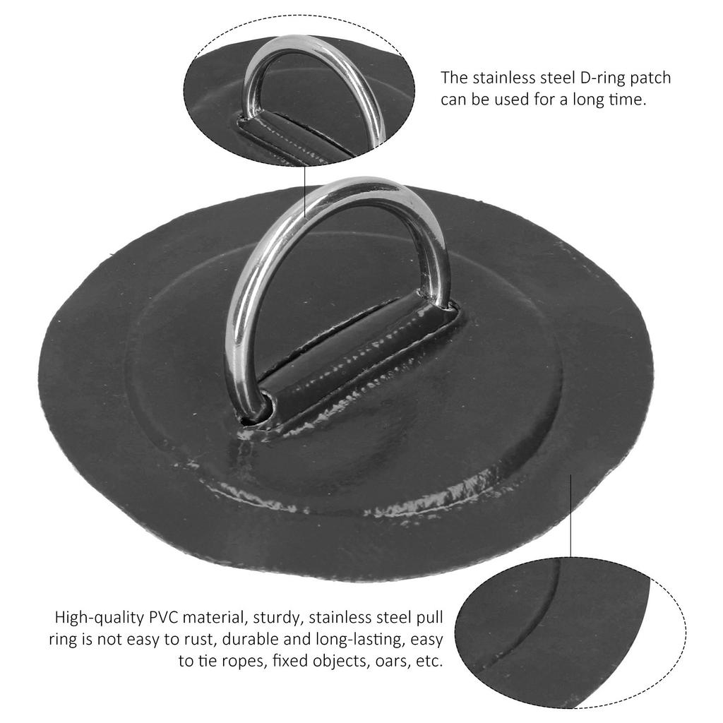 6pcs Inflatable Boat Kayak D Pad Patch Marine Fixed Buckle with Elastic Bungee Cord(Black )
