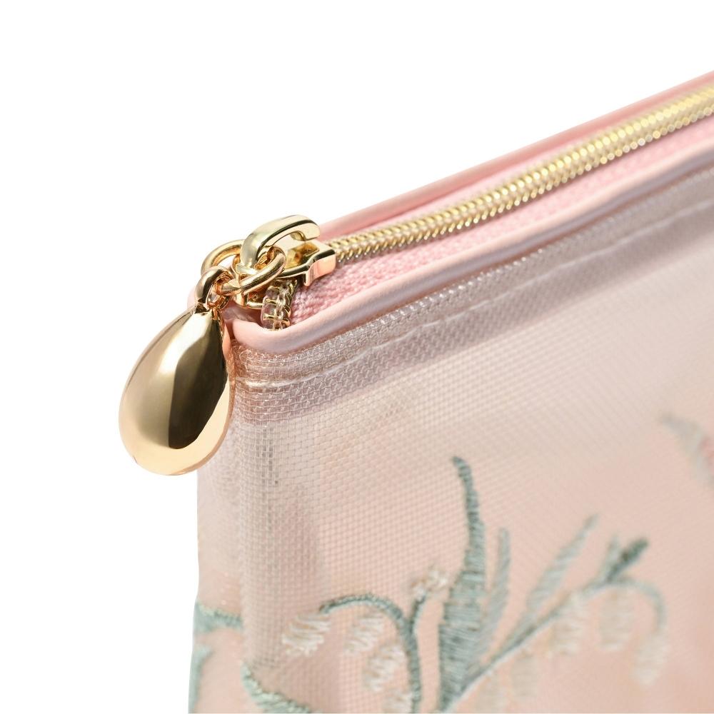 Franc Franc Japan Mesh Embroidered Pouch L Pink