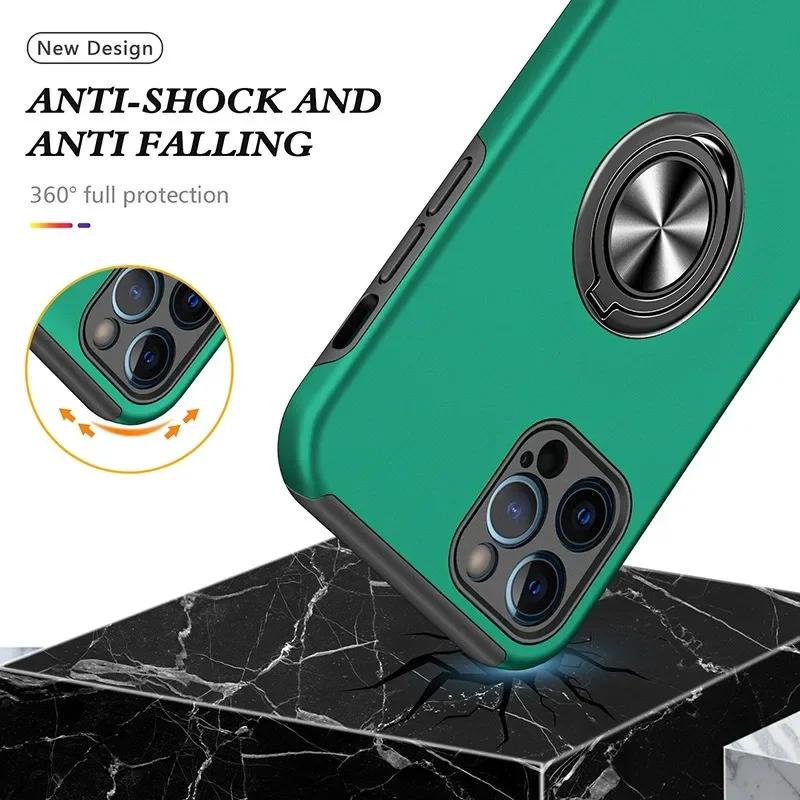 Magnetic Ring Holder Phone Case for IPhone 13 12 Mini 16 15 14 11 Pro Max XS X XR 7 8 Plus Plastic Hard Shell Shockproof Cover
