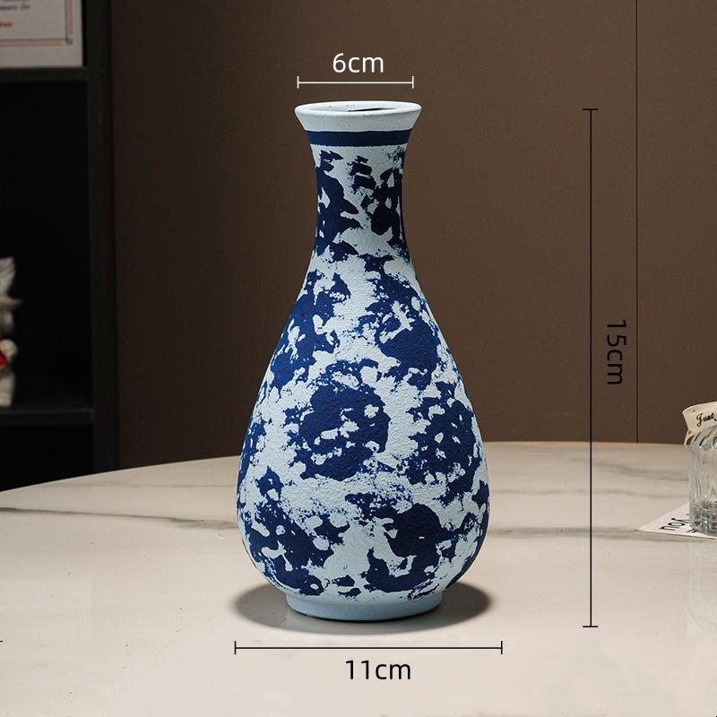Blue and White Porcelain Vase Retro Chinese-style Ceramic Vase Flowerpot Floral Arrangement Terrarium Home Decoration