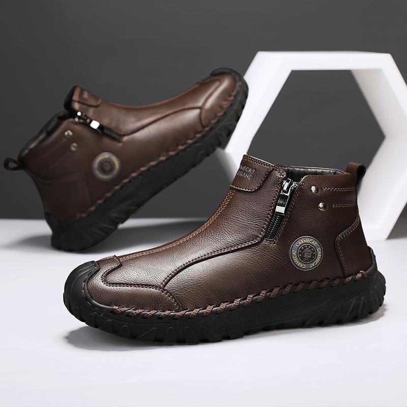 Pánské kožené boty nad kotník, ležérní tenisky, zimní plyšové boty, sněhule 39-45