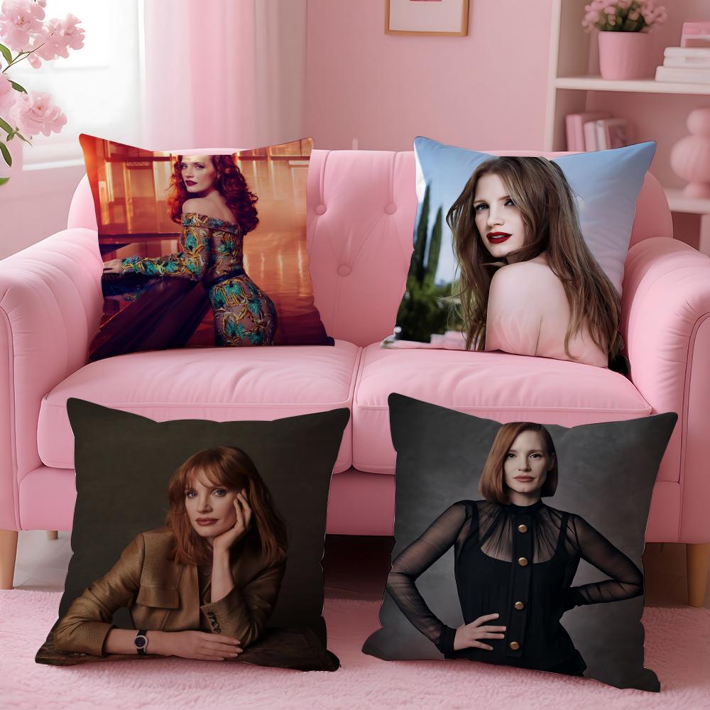 Actress Jessica Chastain Cushion Cover Cushion Cover Set 4Pcs 50X50 45X45 40X40 Pillowcase Decorative Sofa Home Decor