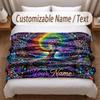 Tree of Life Theme Soft Blanket Personalized Custom Name Text Print Warm Blanket Home Sofa Bedroom Decor