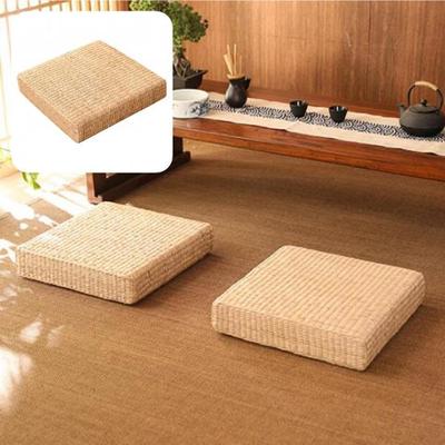 Excellent Japanese Style Straw Flat Seat Cushion Durable Reusable Woven Cushion