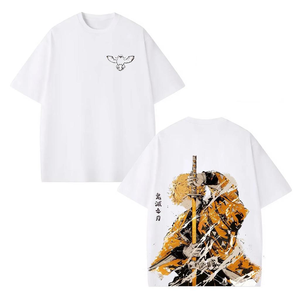 Anime Demon Slayer Zenitsu Agatsuma Graphic TShirt 100Cotton unisex Oversized Shirt Unisex Short Sleeve ONeck Y2k New Fashion