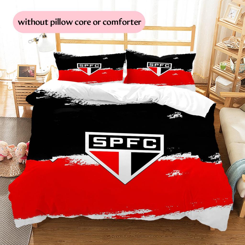Sao Paulo FC Pattern Bedding Quilt Set Home Decoration Gift (1 * duvet cover + 2 * pillowcase without core)