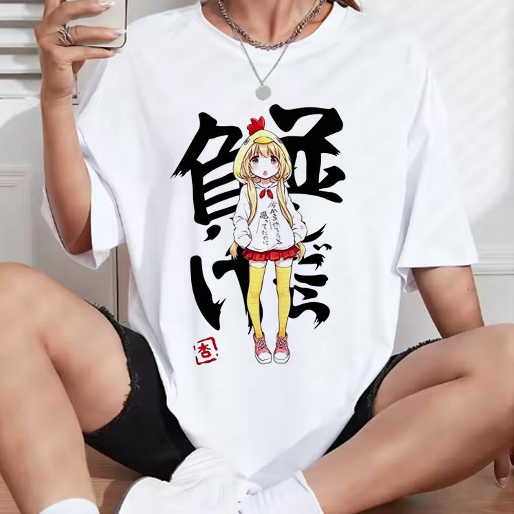 New Kawaii Anime White  Tshirt Tees For Unisex Funny Cartoon Otaku Tshirt If You Work You Lose  Anzu Futaba Version Tshirt