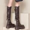 Fashion Fashion Wedge Knight Boots for Womens New Punk Style Handsome Platform Boots for Women's Rear Zipper High Tube Boots Botas Mujer