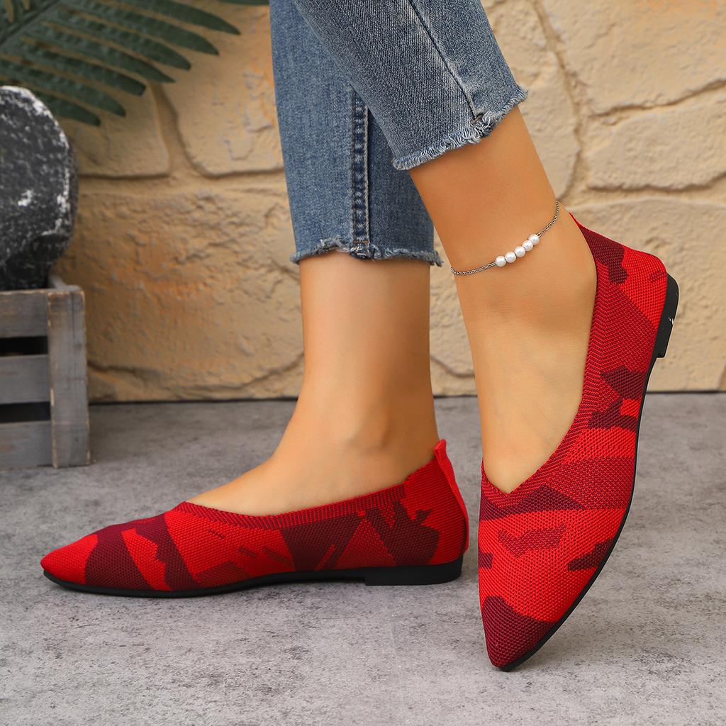 Fashion Women Flats Spring Autumn Flat Shoes Fashion Leisure Sneakers Women Pointed Knitting Elastic Loafers Comfortable Boutique Shoes