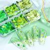 6-Grid Box Pack Green Glitter Nail Art Sequins for St Patrick's Day with Clover Design