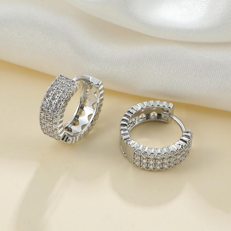 Huazi Style Zircon Stud Earrings for Women - Gold-Plated, Non-Fading Luxury Jewelry