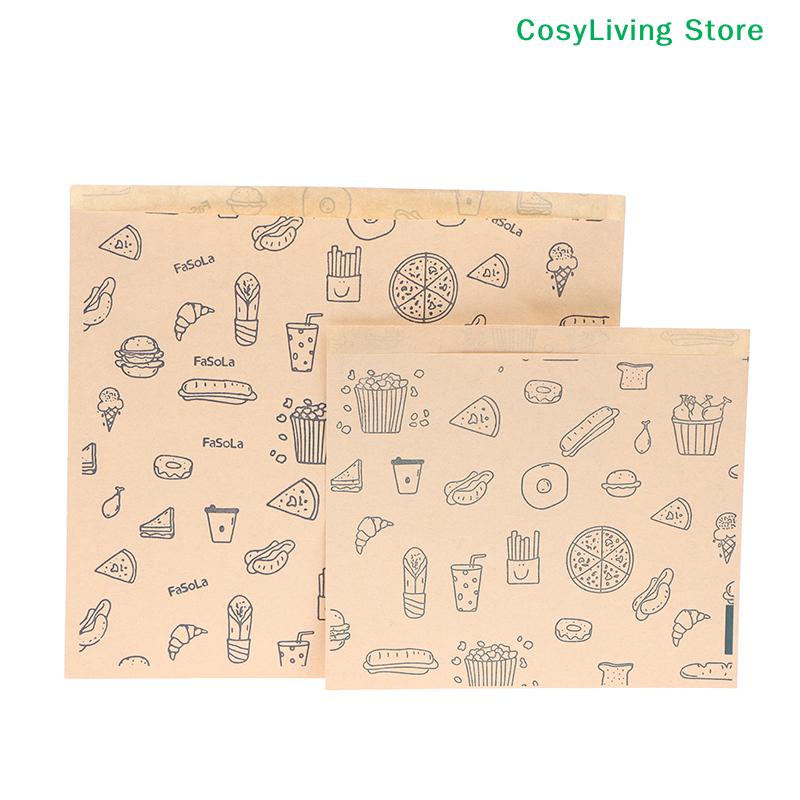 50Pcs Kraft Paper Bag Greaseproof Paper Bag Food Wrapping Bag Disposable Packaging Baking Paper Plate Mat Kitchen Accessories