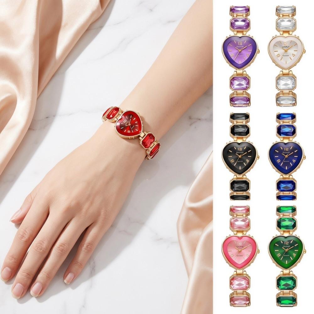 Adjustable Bracelet Rhinestone Bracelet Watch Colorful Crystal Chain Wristwatch Girl