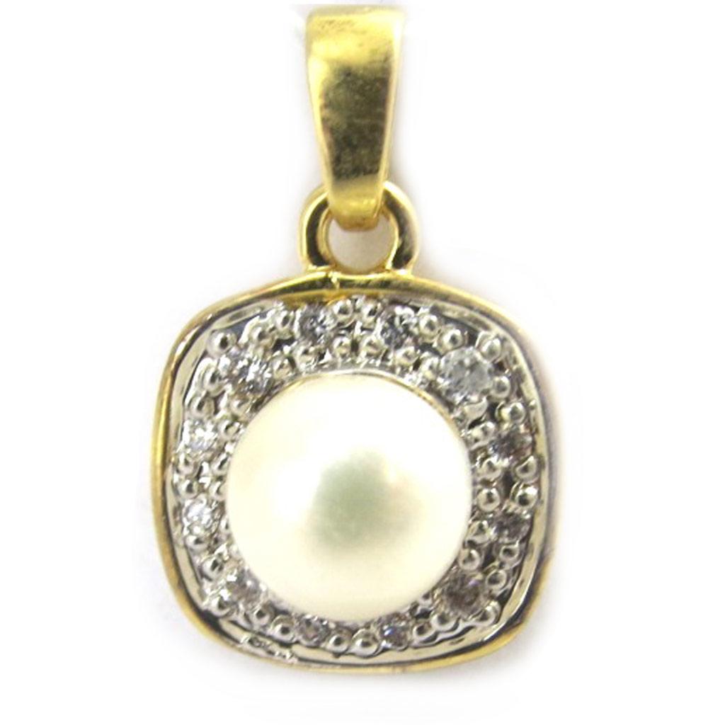 Les Trésors De Lily [M1119] - Pendentif Plaqué Or 'Catherine' Blanc Doré - 10 mm