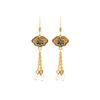 Airyuan Cat's Eye Stone Tassel Earrings - Elegant Chinese Fairy Jewelry for Women