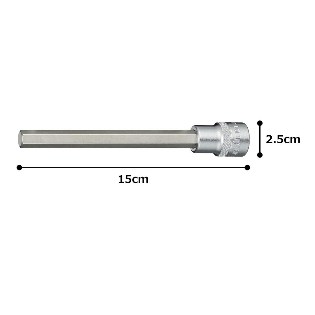 TONE Extra Long Hexagon Socket 10mm Hexagon Size 4H-10L150, 12.7mm (1/2") Drive,