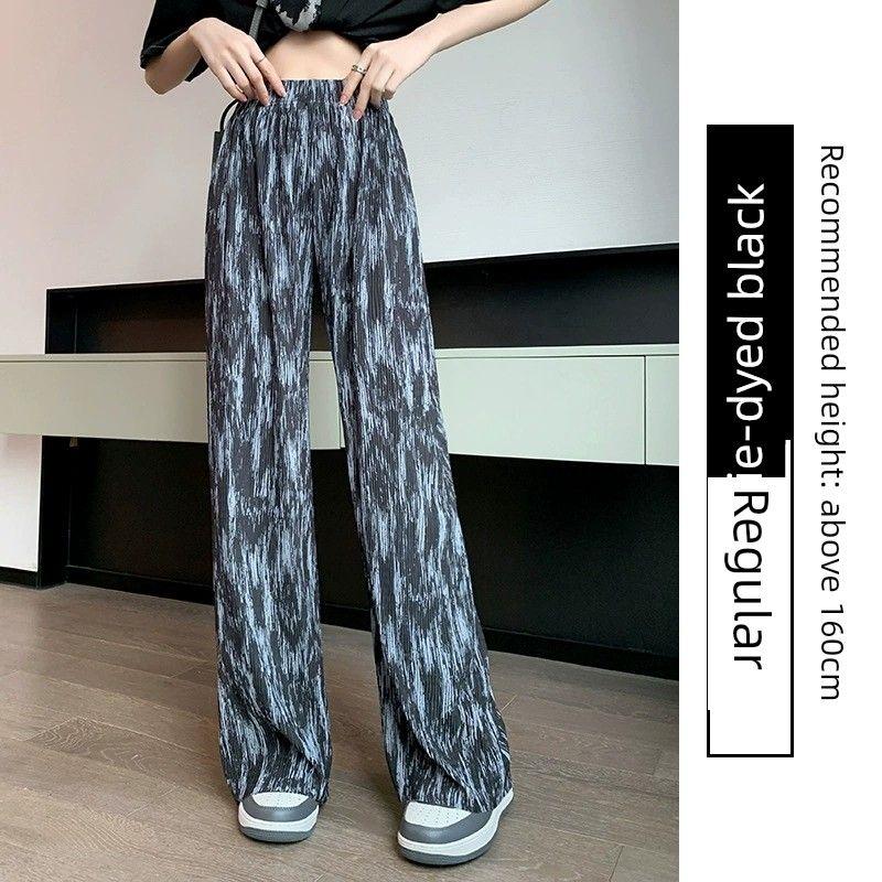 

High-waisted Casual Floor-Length Pants High Waist Drooping Casual Mop Pants black2 XL